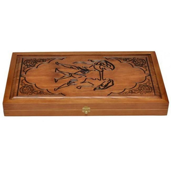 Backgammon carved wooden (oak), model 