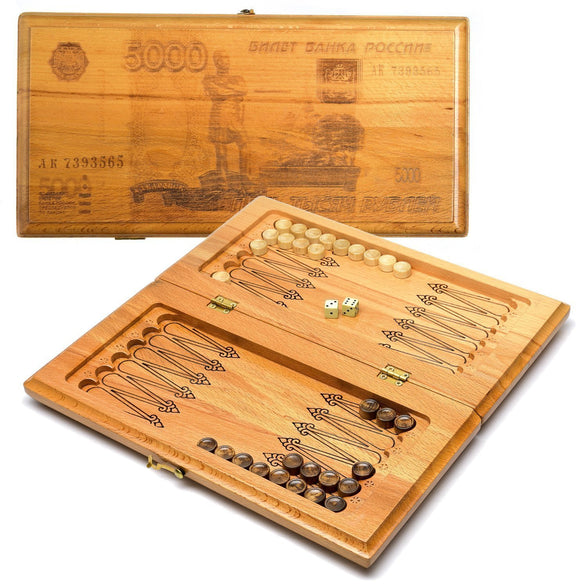Backgammon carved wooden, model 