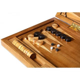 Backgammon carved wooden (oak), model "ND-006BL"